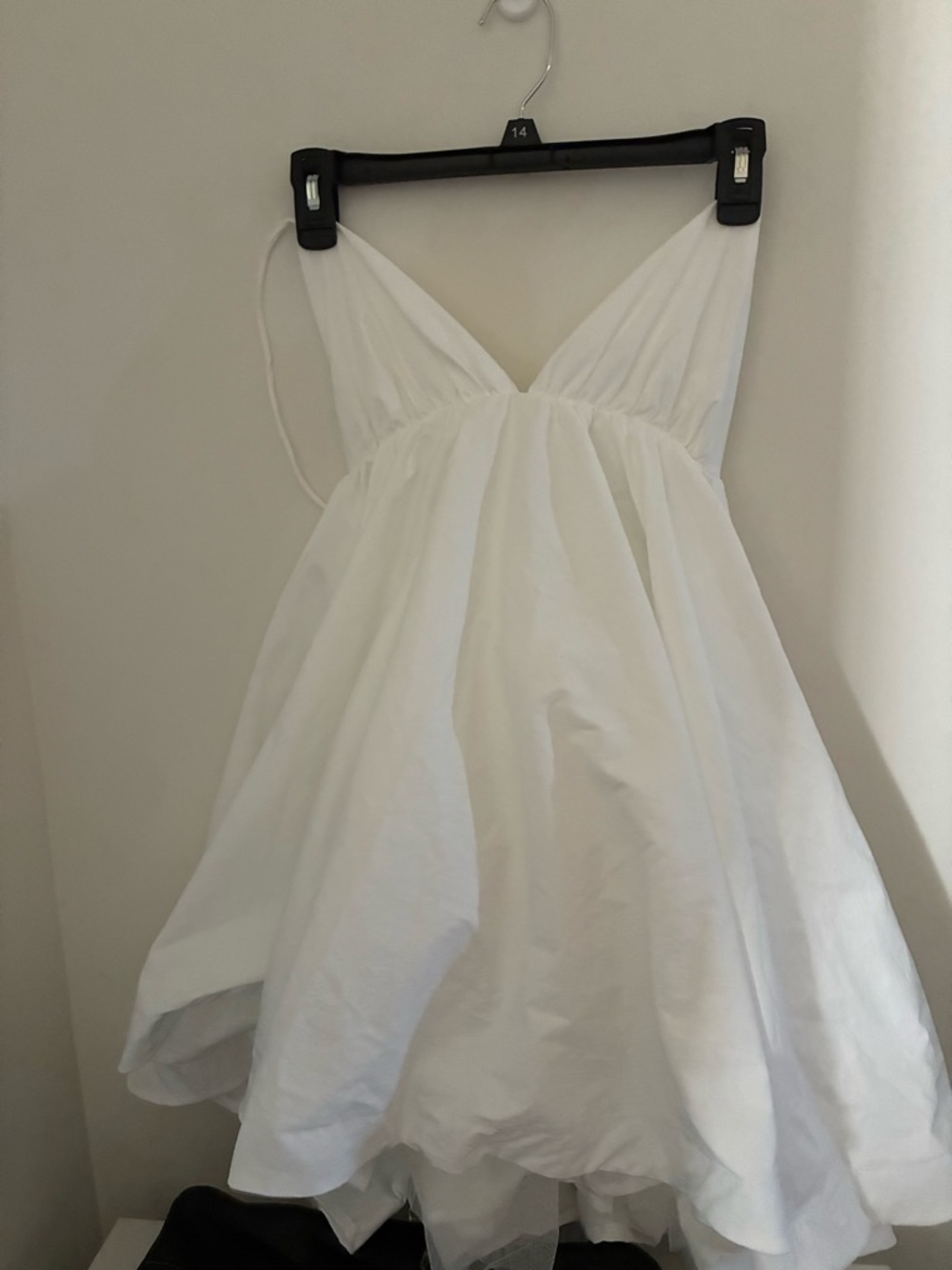 New White Spaghetti-Strap V-Neck Mini with tulle undershirt Dress - Picture 3 of 7